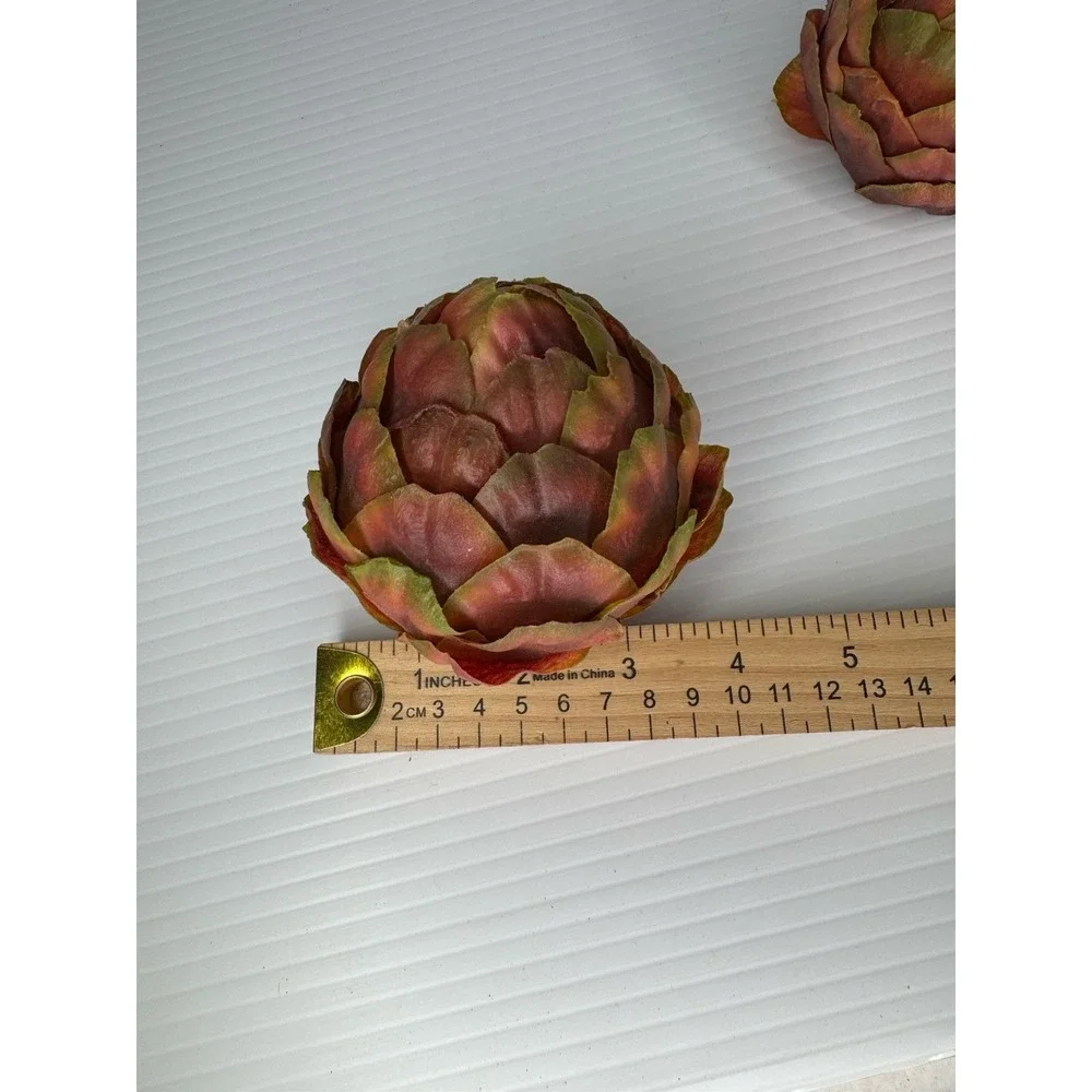 Set of 2 Faux Pink Artichoke Decorative Floral Heads Fall Centerpiece Decor